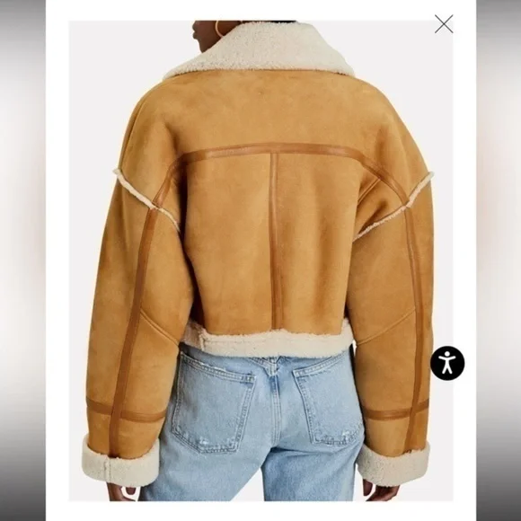 HALFBOY Short Cropped Aviator Shearling Jacket - Picture 4 of 11